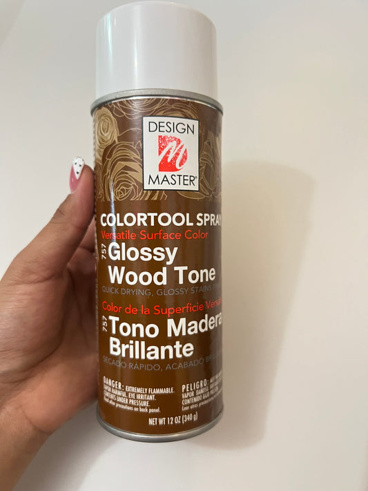 Glossy wood tone floral spray